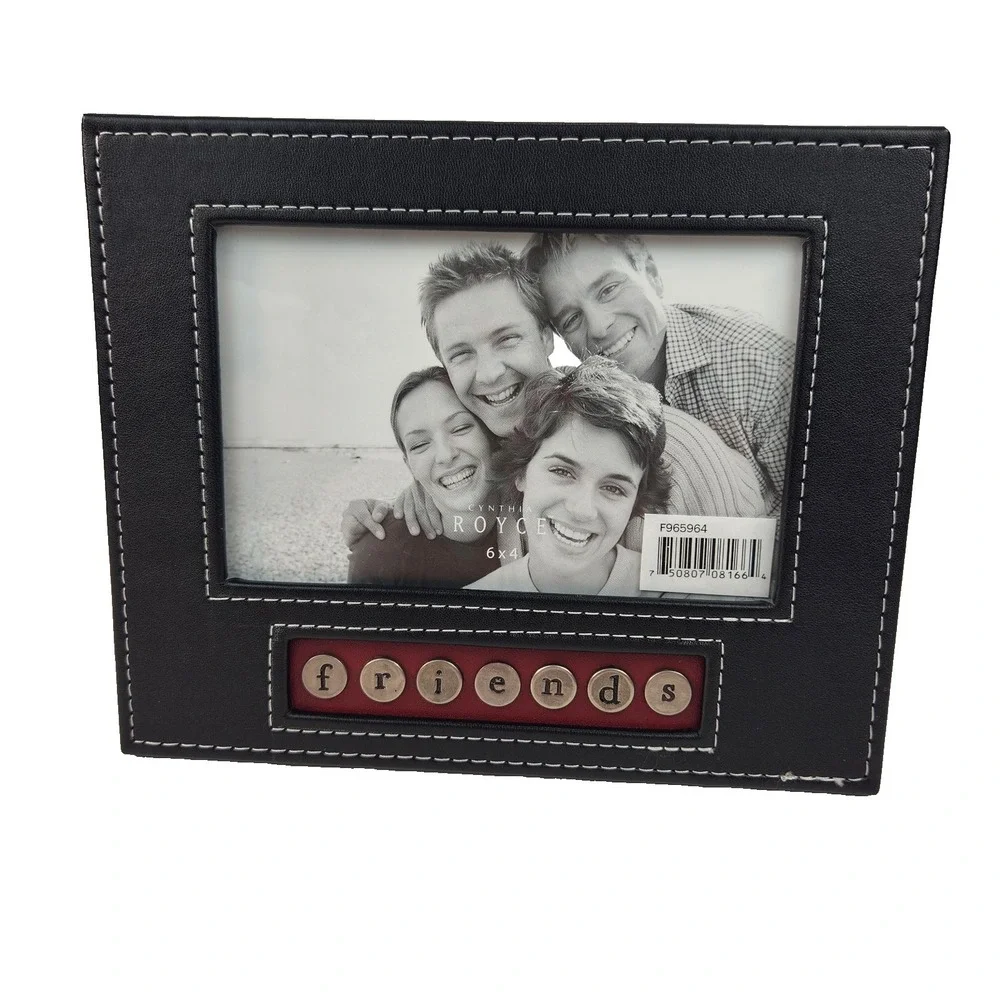 Cynthia‎ Royce NIB Faux Leather Friends Photo Frame 4x6 Black